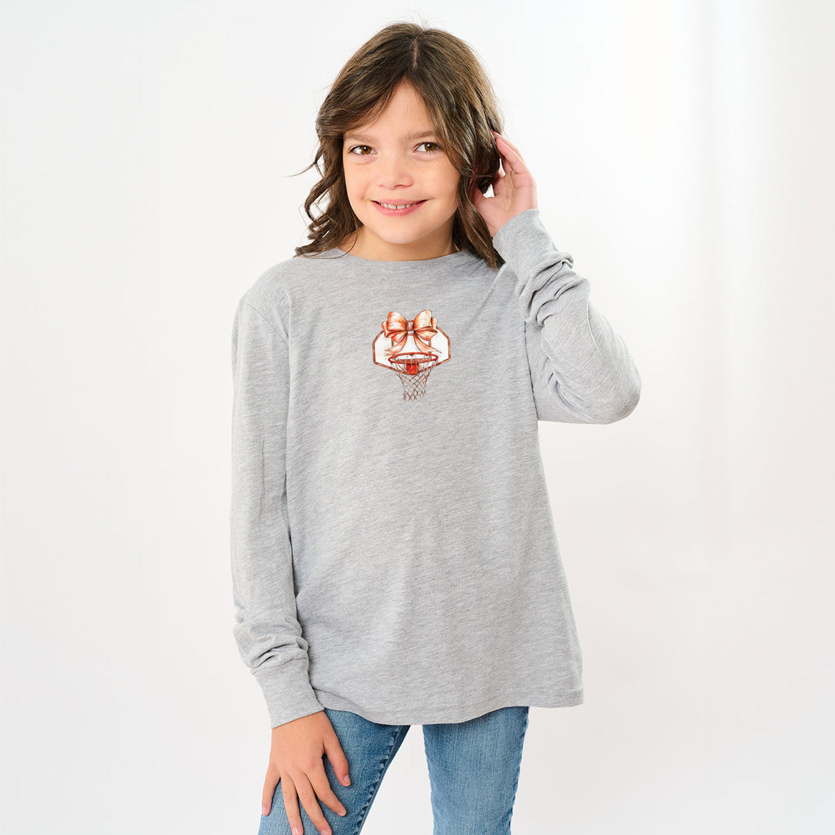 Basketball Hoop Coquette - Youth Long Sleeve Graphic T-Shirt