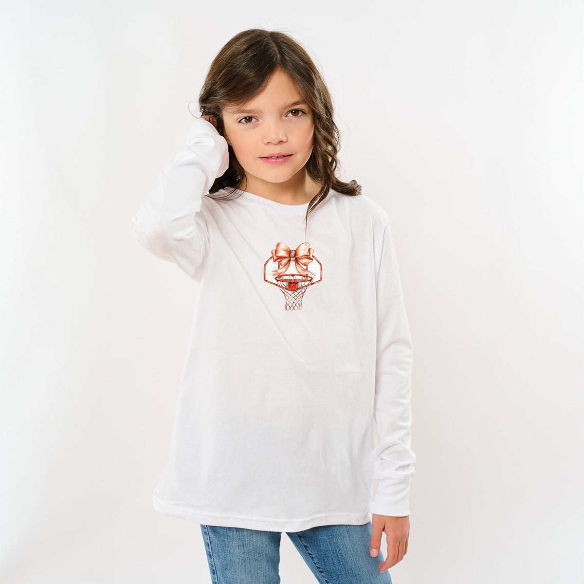 Basketball Hoop Coquette - Youth Long Sleeve Graphic T-Shirt