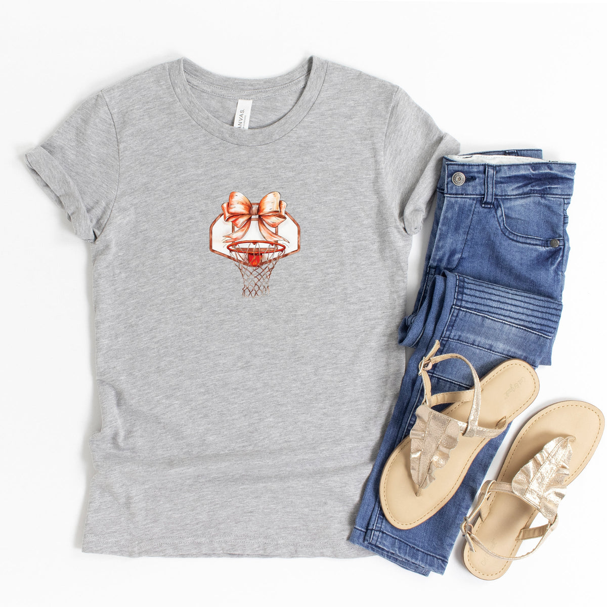 Basketball Hoop Coquette - Youth Short Sleeve Graphic T-Shirt