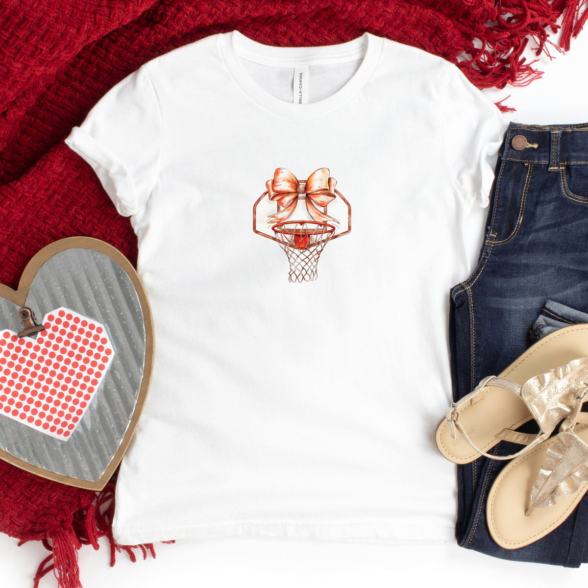 Basketball Hoop Coquette - Youth Short Sleeve Graphic T-Shirt