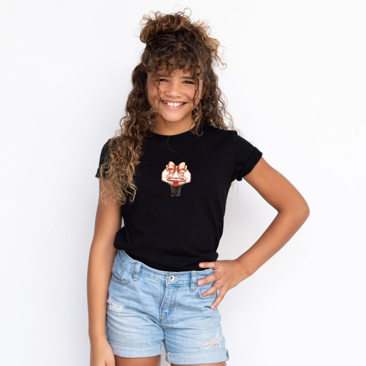 Basketball Hoop Coquette - Youth Short Sleeve Graphic T-Shirt