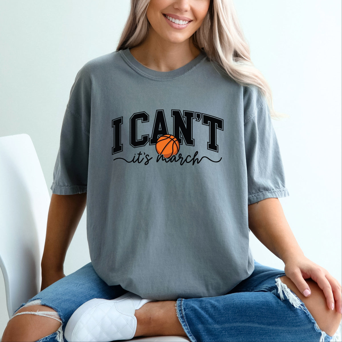 I Can't, It's March - Women's Garment Dyed Graphic T-Shirt