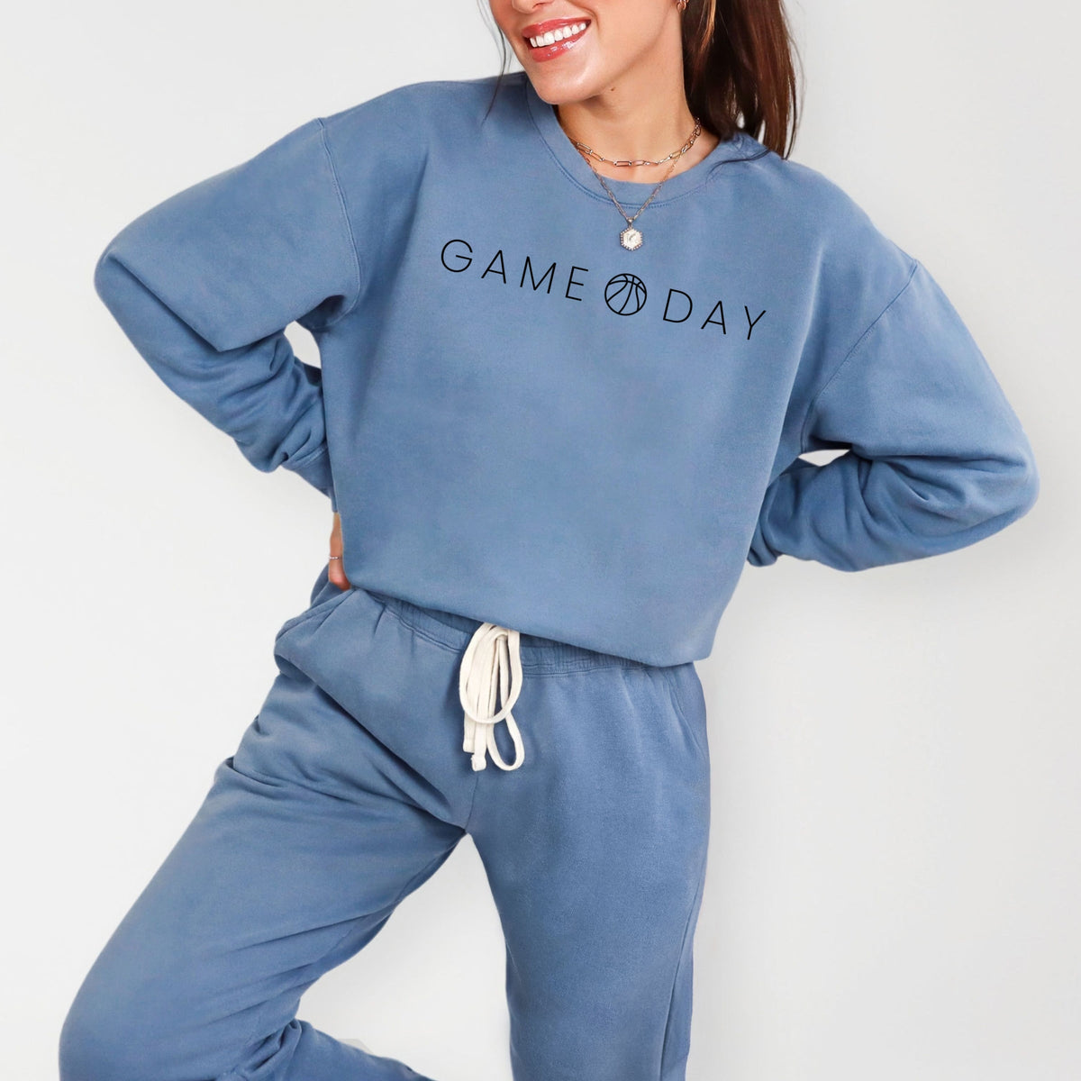 Game Day Basketball Thin - Women's Lightweight Garment Dyed Sweatshirt
