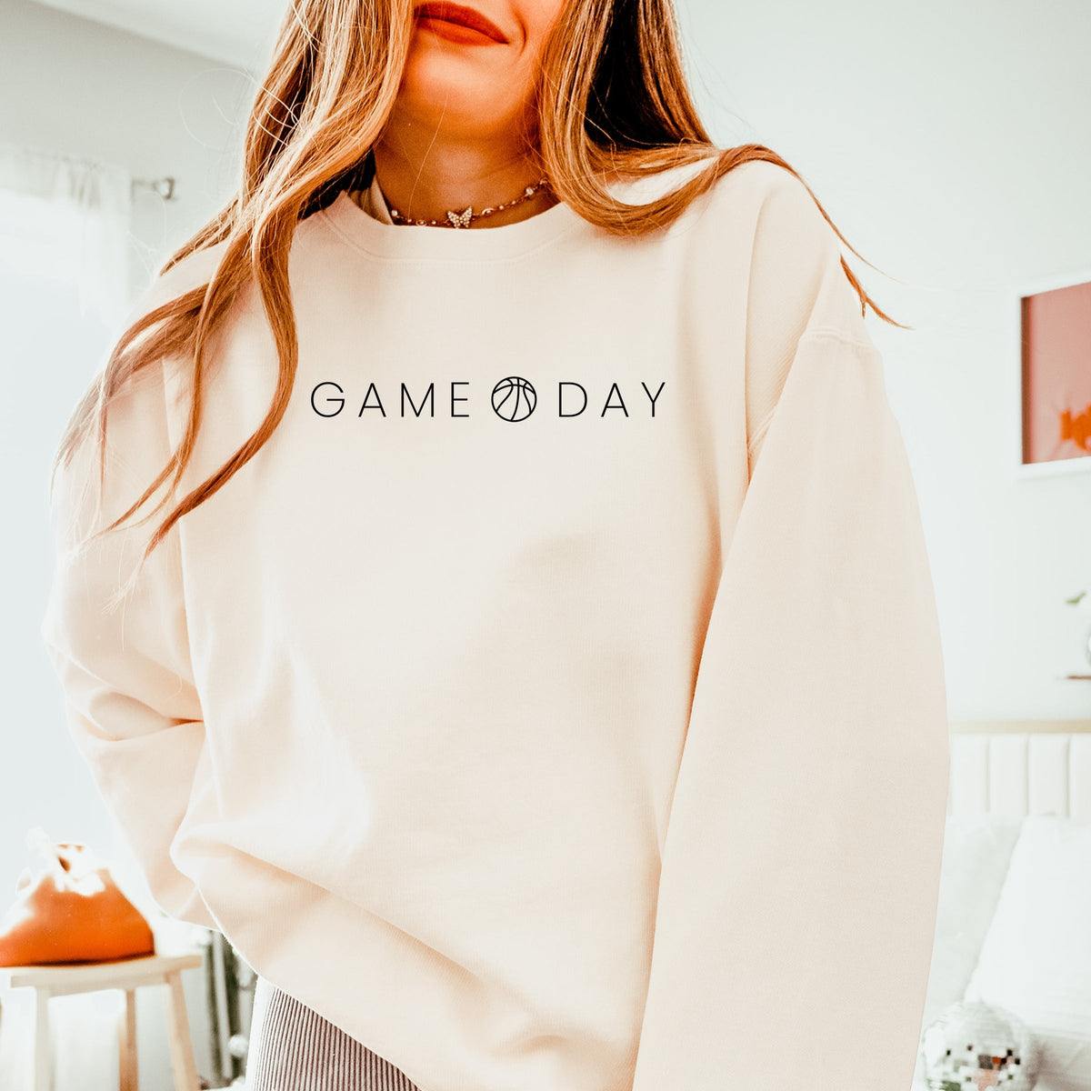 Game Day Basketball Thin - Women's Lightweight Garment Dyed Sweatshirt