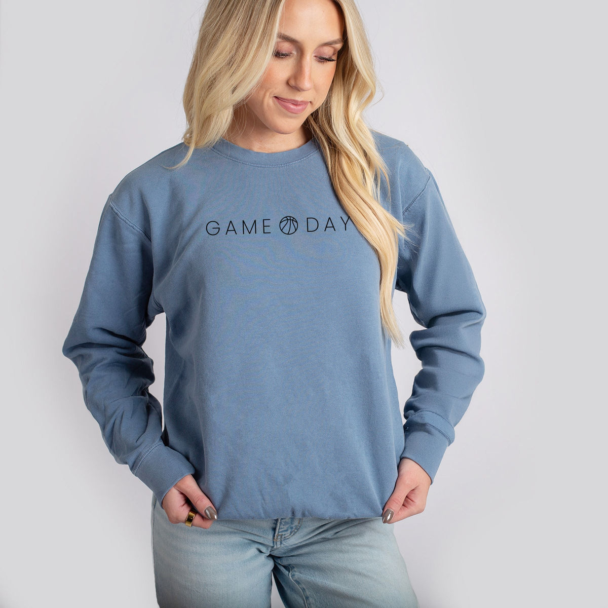 Game Day Basketball Thin - Women's Lightweight Garment Dyed Sweatshirt
