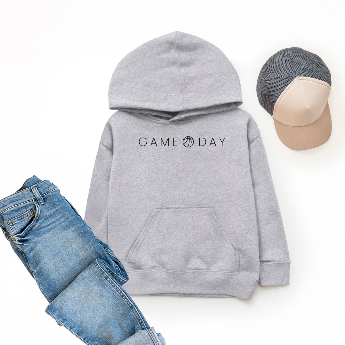 Game Day Basketball Thin - Youth Graphic Hoodie