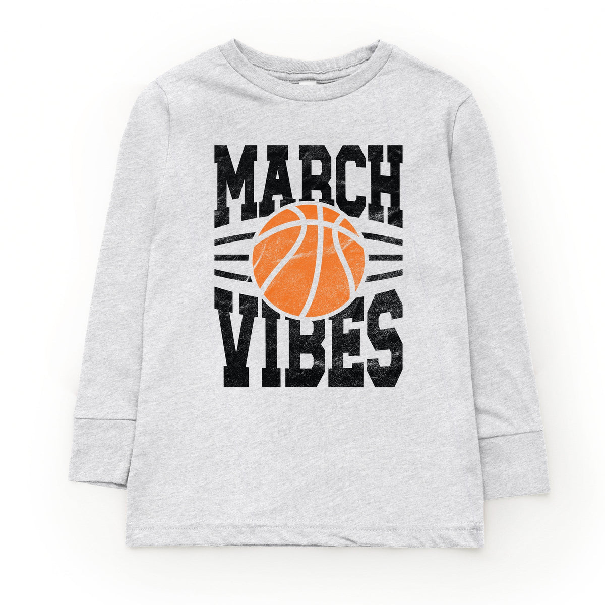 March Vibes Basketball Distressed - Youth Long Sleeve Graphic T-Shirt