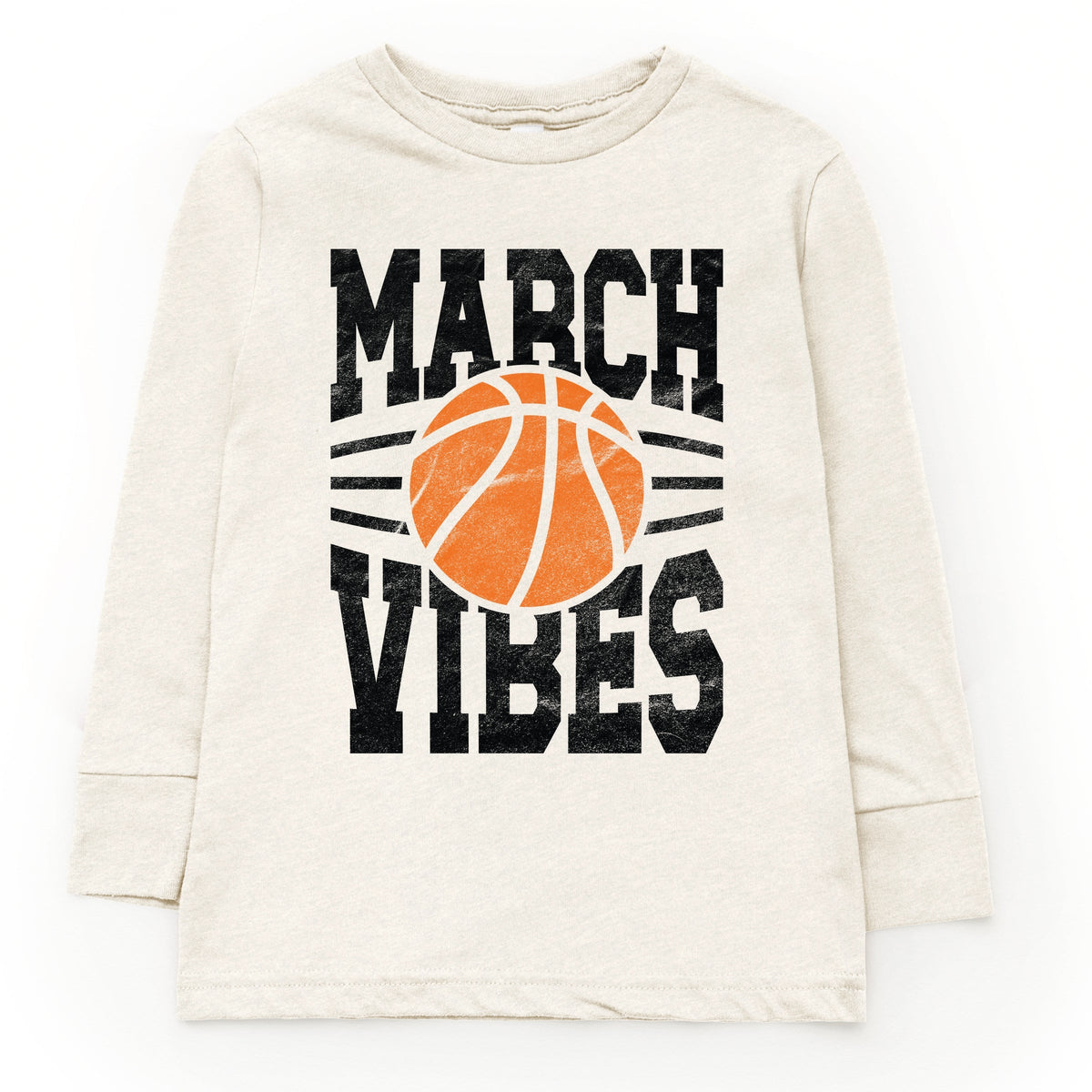March Vibes Basketball Distressed - Youth Long Sleeve Graphic T-Shirt