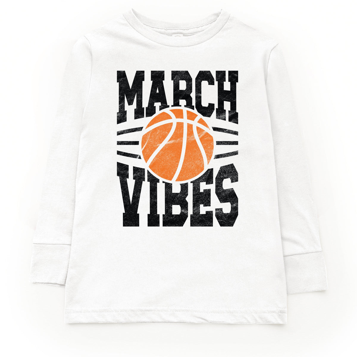 March Vibes Basketball Distressed - Youth Long Sleeve Graphic T-Shirt