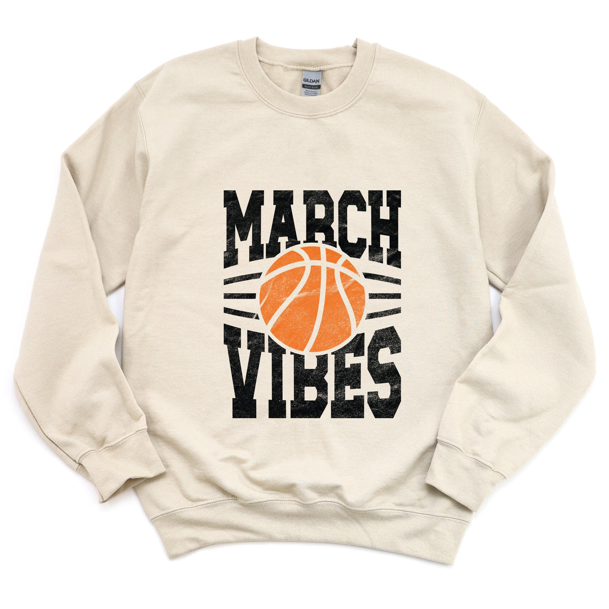 March Vibes Basketball Distressed - Women's Graphic Sweatshirt