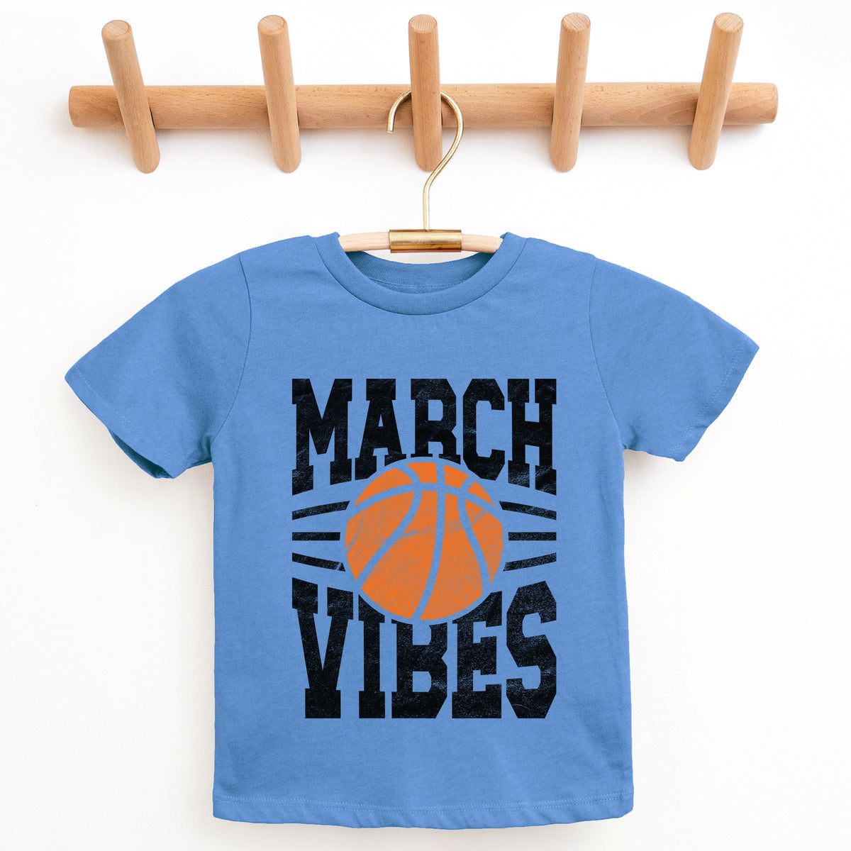 March Vibes Basketball Distressed - Youth Short Sleeve Graphic T-Shirt