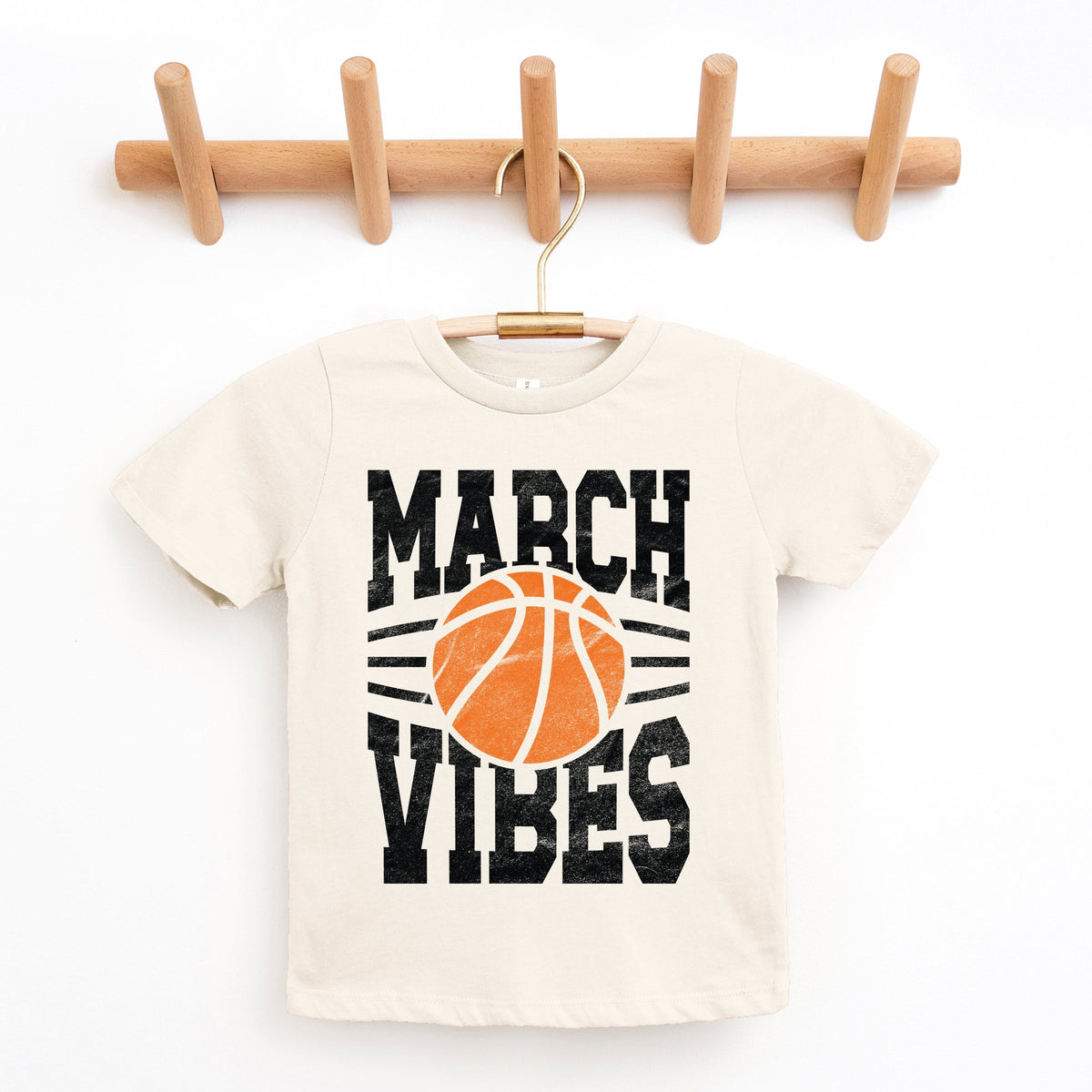 March Vibes Basketball Distressed - Youth Short Sleeve Graphic T-Shirt