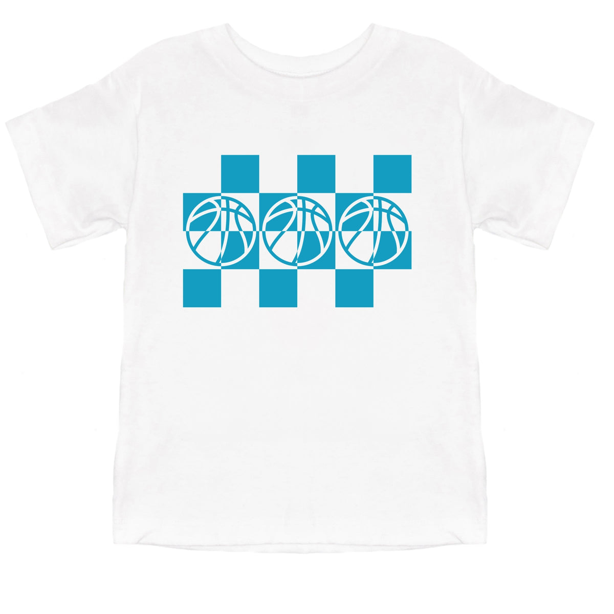 Checkered Basketball Outline - Toddler Short Sleeve Graphic T-Shirt