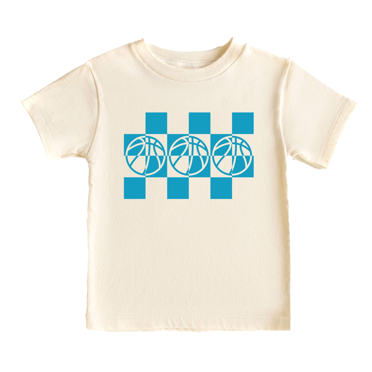 Checkered Basketball Outline - Toddler Short Sleeve Graphic T-Shirt
