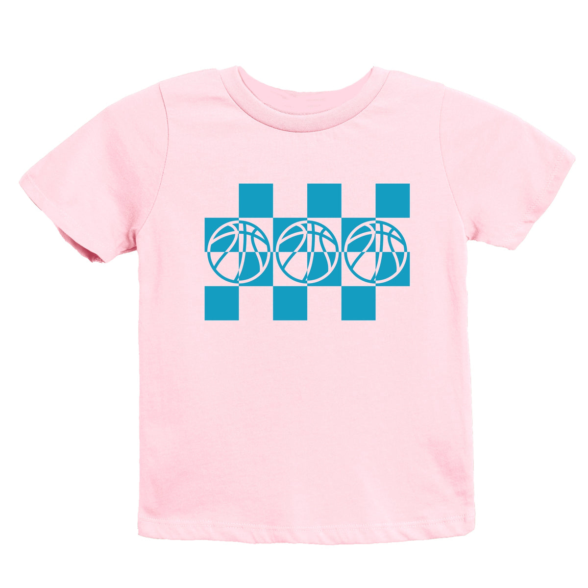 Checkered Basketball Outline - Youth Short Sleeve Graphic T-Shirt