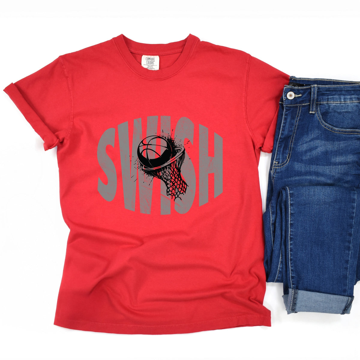 Swish Distressed - Women's Garment Dyed Graphic T-Shirt