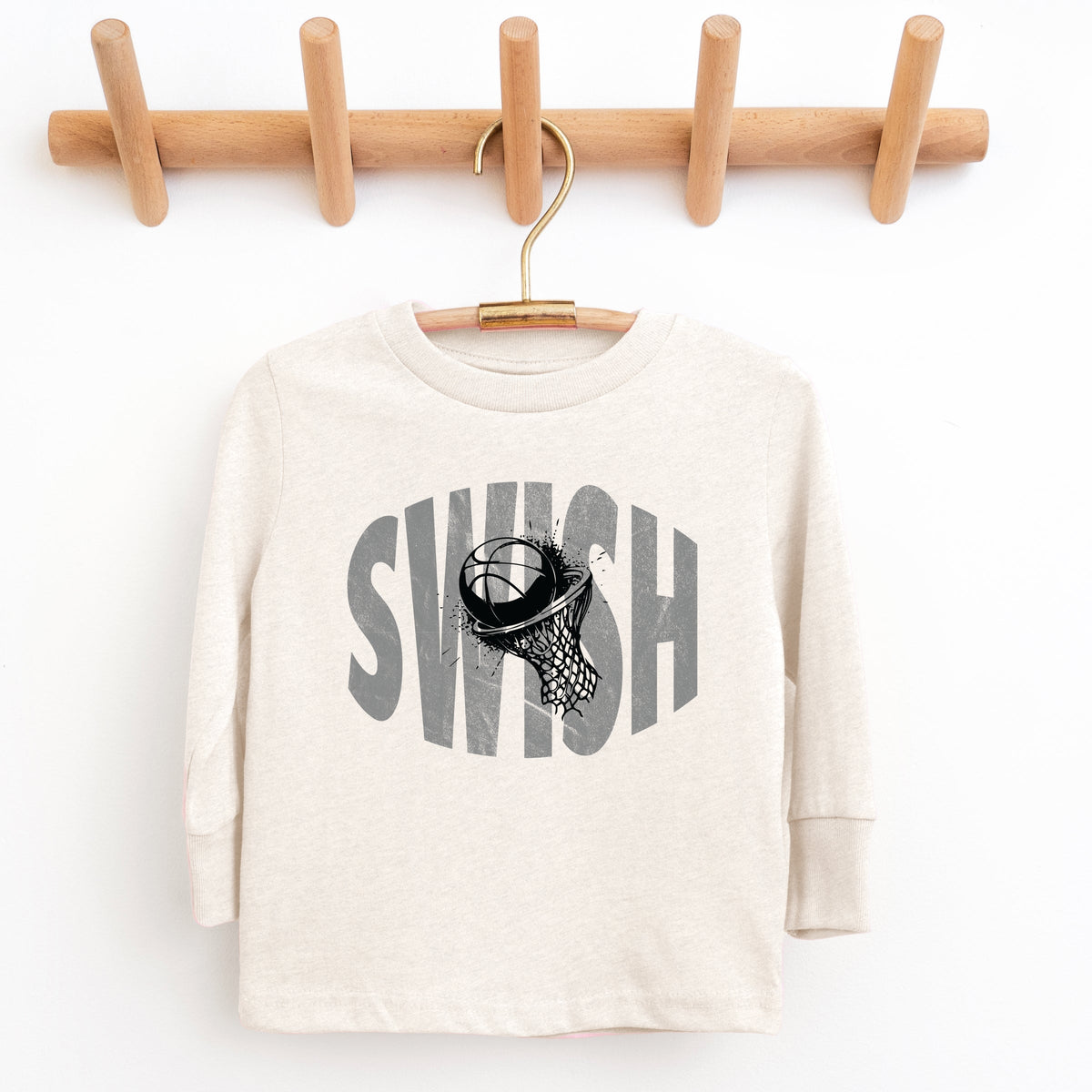 Swish Distressed - Youth Long Sleeve Graphic T-Shirt