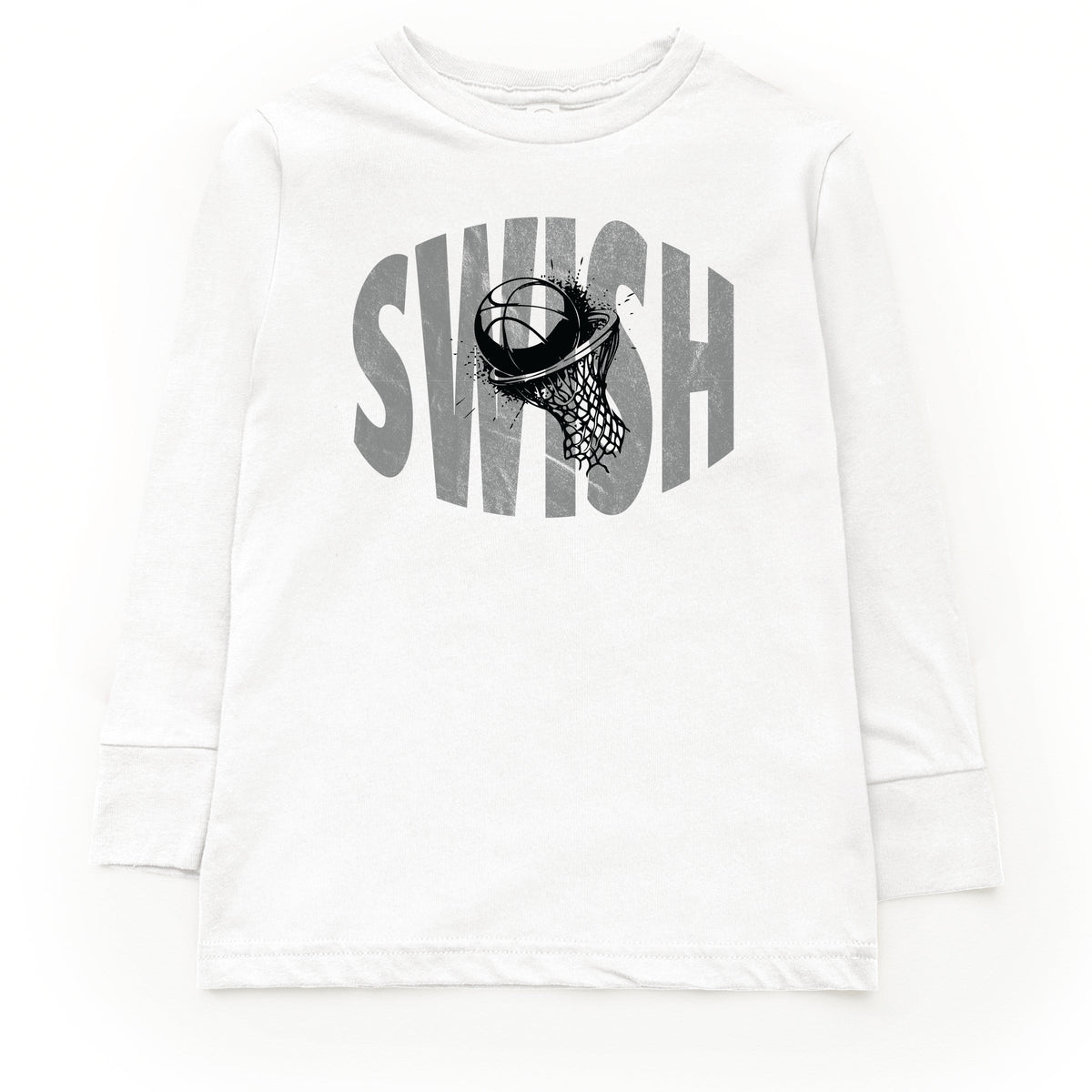 Swish Distressed - Youth Long Sleeve Graphic T-Shirt