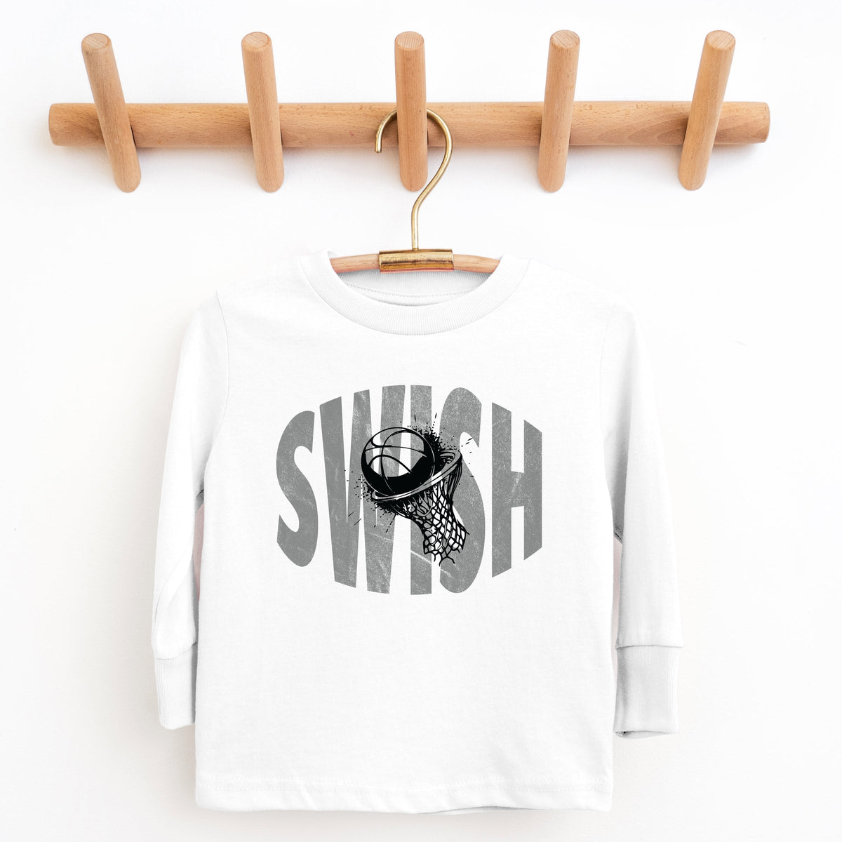 Swish Distressed - Youth Long Sleeve Graphic T-Shirt