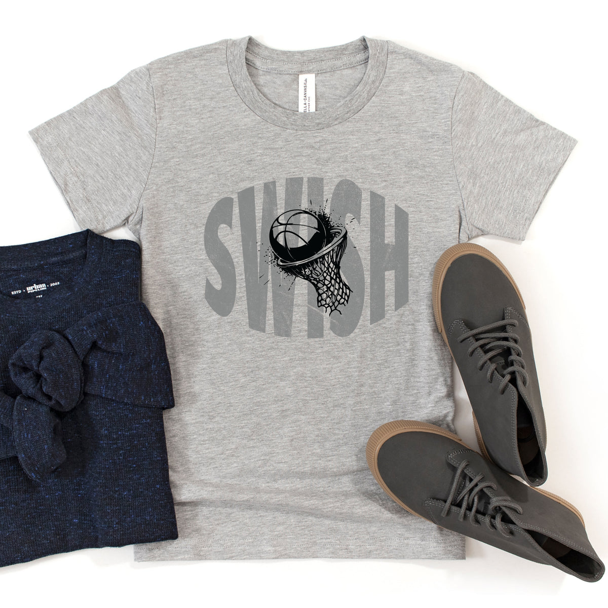 Swish Distressed - Youth Short Sleeve Graphic T-Shirt