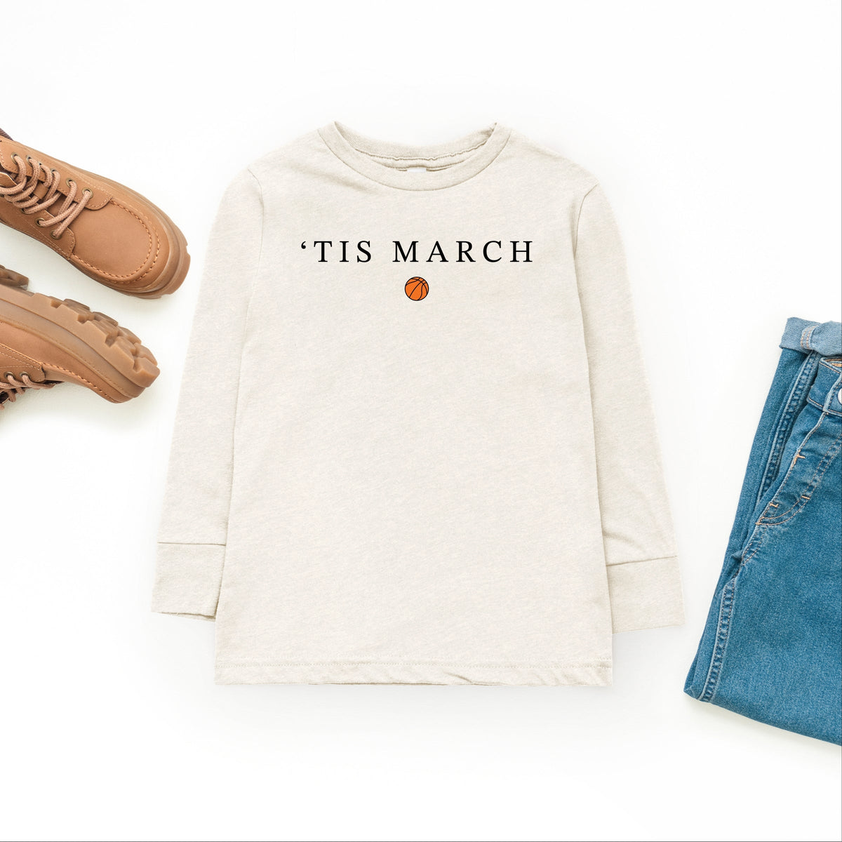Tis March Typewriter - Youth Long Sleeve Graphic T-Shirt