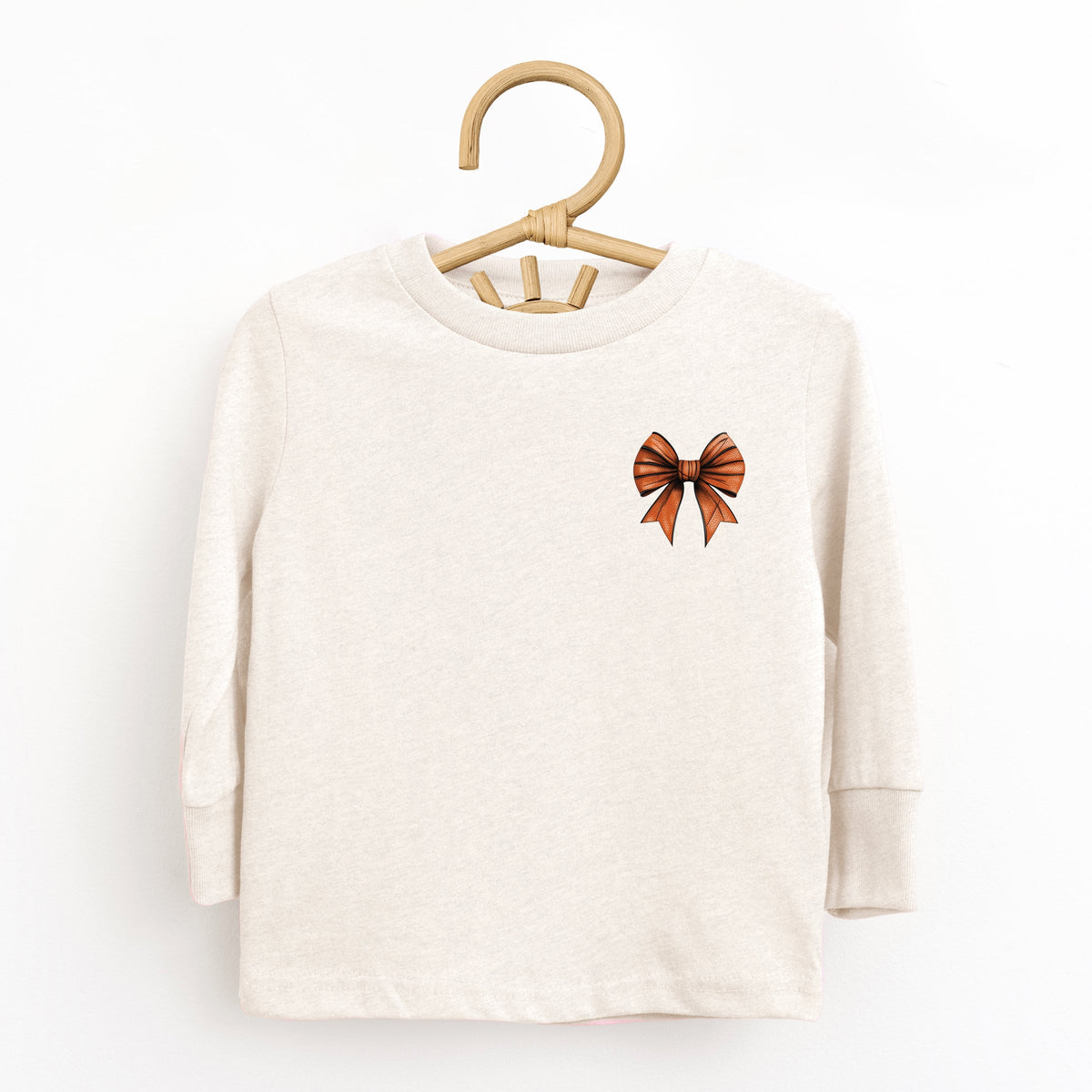 Basketball Game Day Stacked Coquette Front and Back Design - Toddler Long Sleeve Graphic Tee