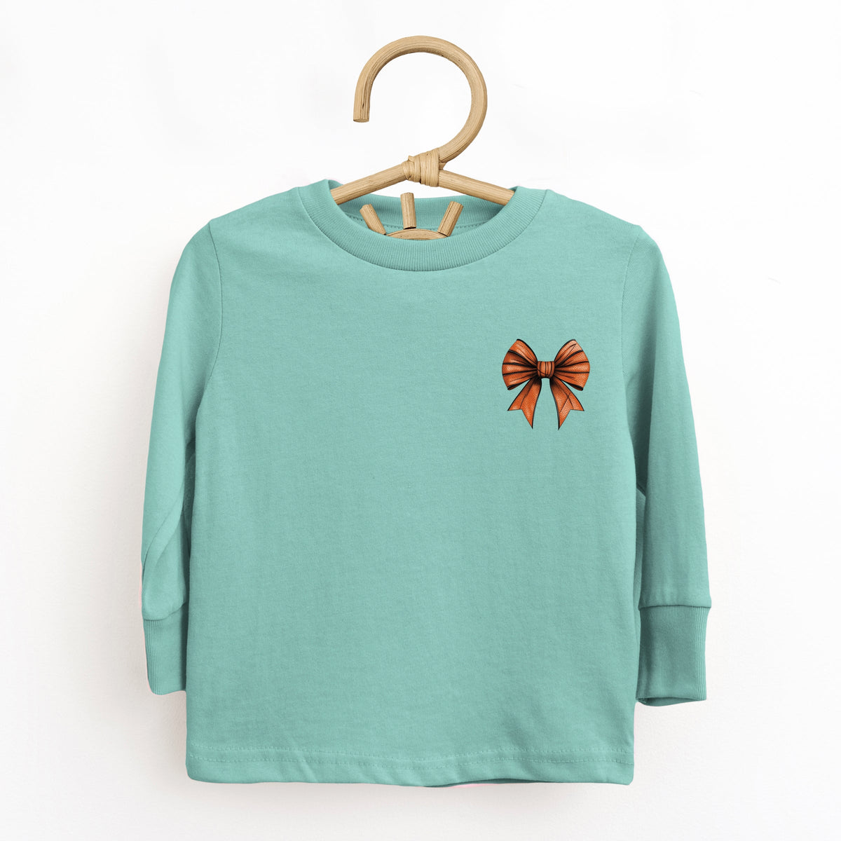 Basketball Game Day Stacked Coquette Front and Back Design - Toddler Long Sleeve Graphic Tee