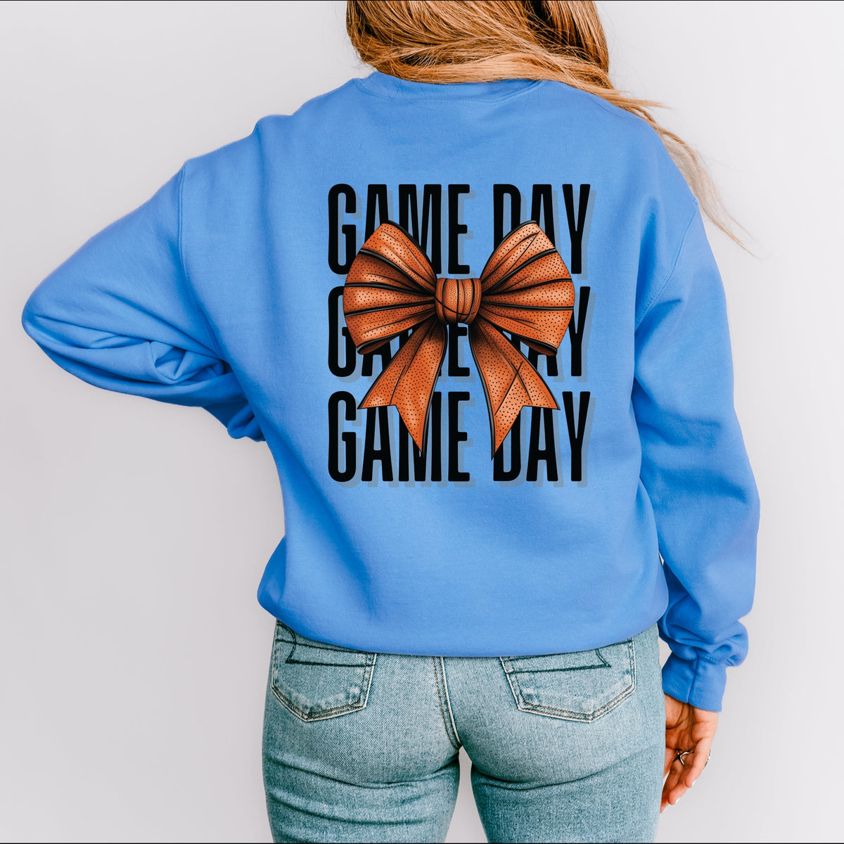 Basketball Game Day Stacked Coquette Front and Back Design -  Women's Graphic Sweatshirt