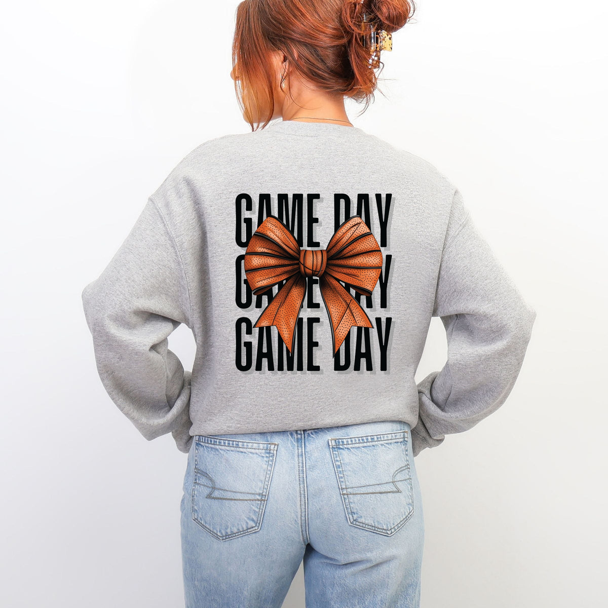 Basketball Game Day Stacked Coquette Front and Back Design -  Women's Graphic Sweatshirt