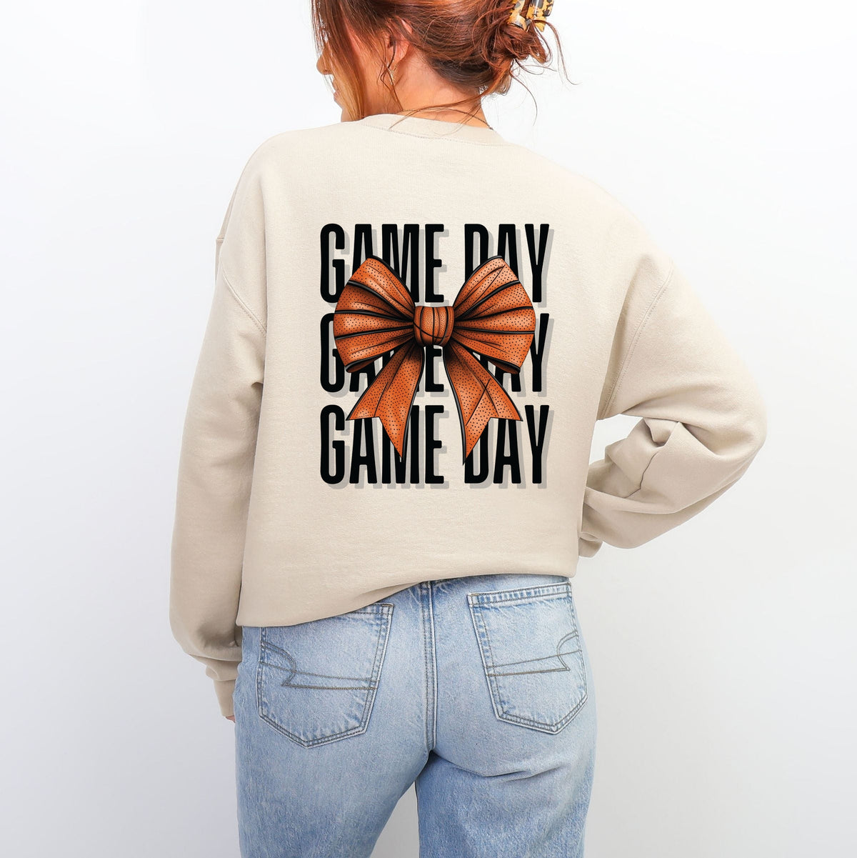 Basketball Game Day Stacked Coquette Front and Back Design -  Women's Graphic Sweatshirt