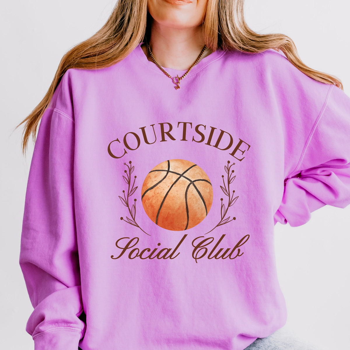 Basketball Courtside Social Club - Women's Lightweight Garment Dyed Sweatshirt