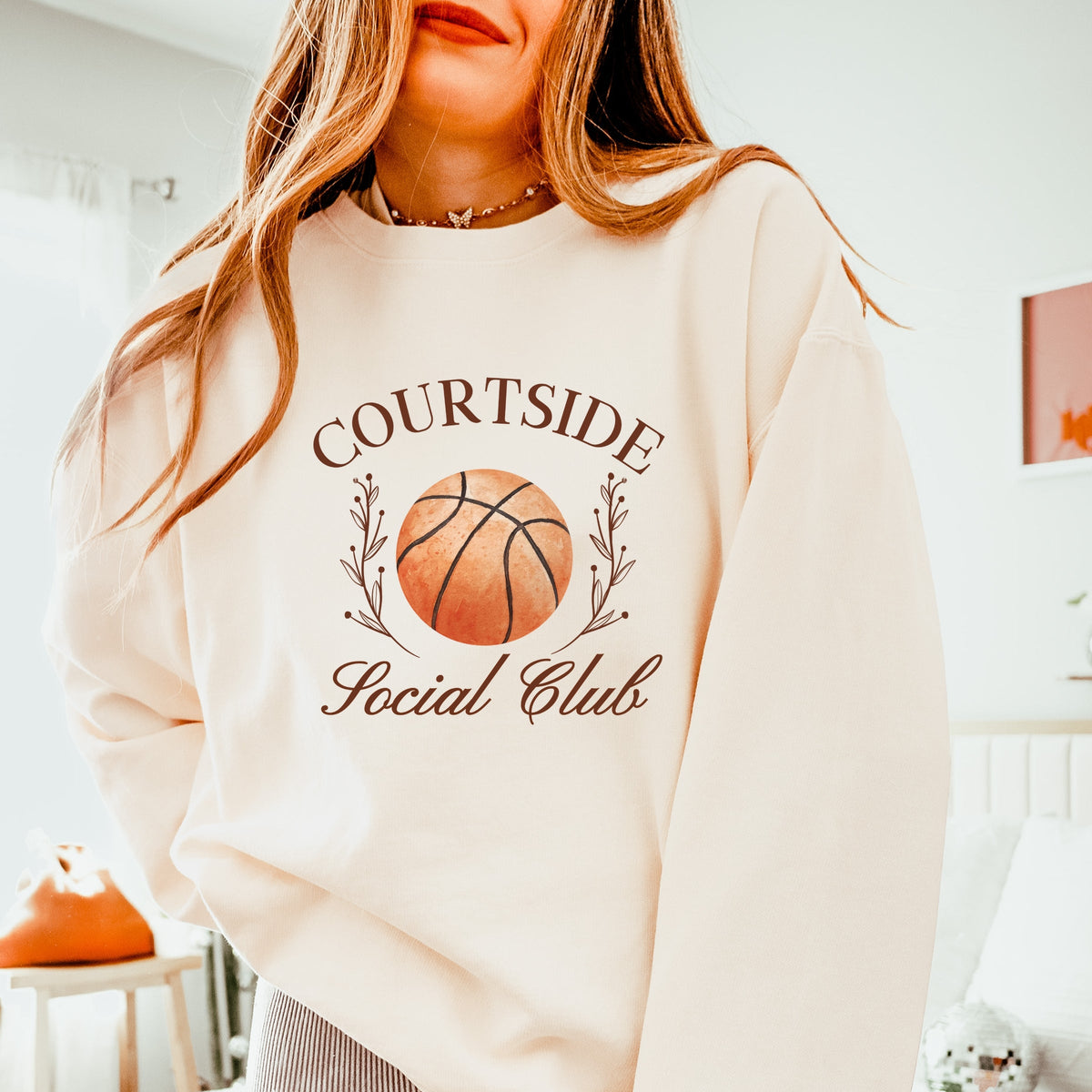 Basketball Courtside Social Club - Women's Lightweight Garment Dyed Sweatshirt