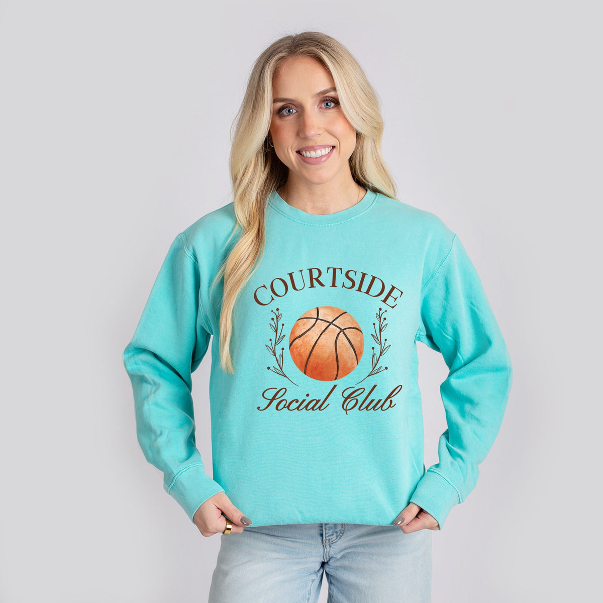 Basketball Courtside Social Club - Women's Lightweight Garment Dyed Sweatshirt