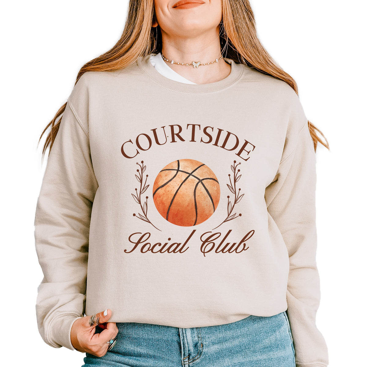 Basketball Courtside Social Club - Women's Graphic Sweatshirt
