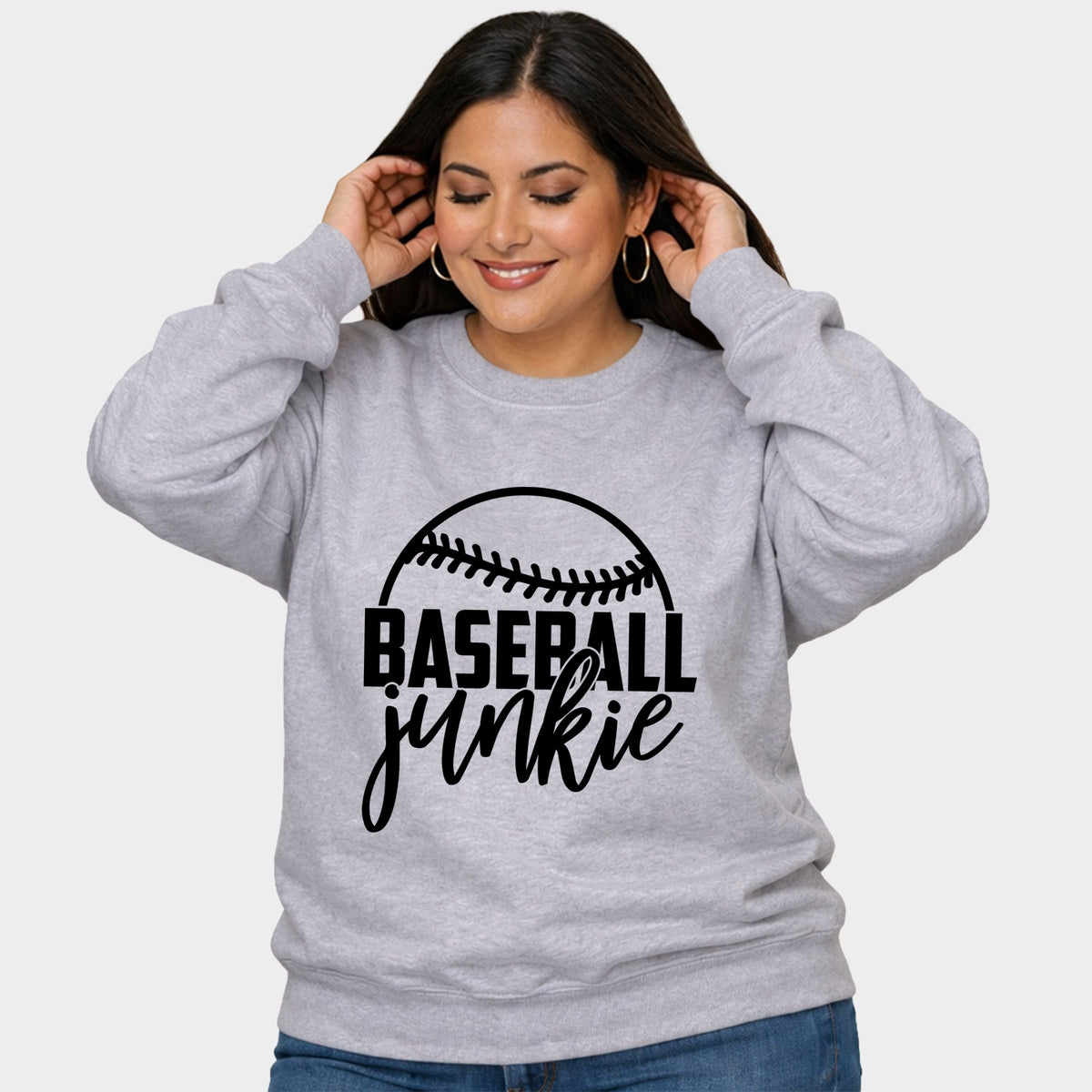 Baseball Junkie - Women's Plus Sized Graphic Sweatshirt