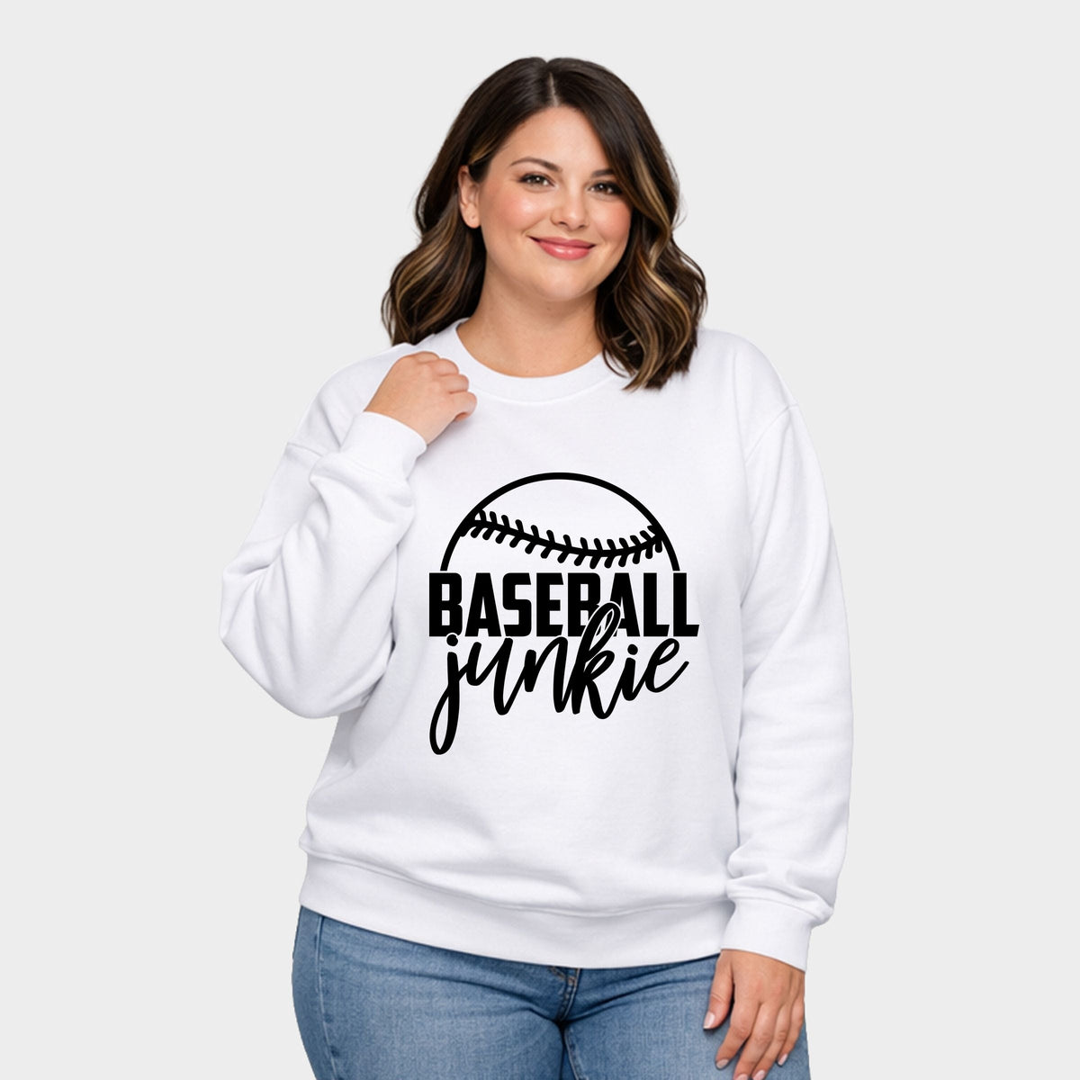 Baseball Junkie - Women's Plus Sized Graphic Sweatshirt