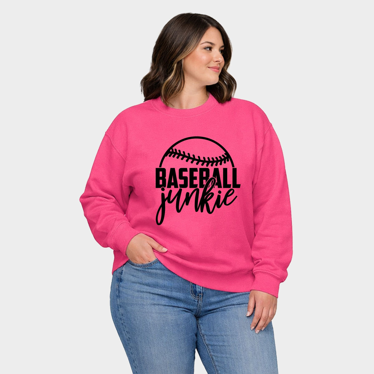 Baseball Junkie - Women's Plus Sized Graphic Sweatshirt