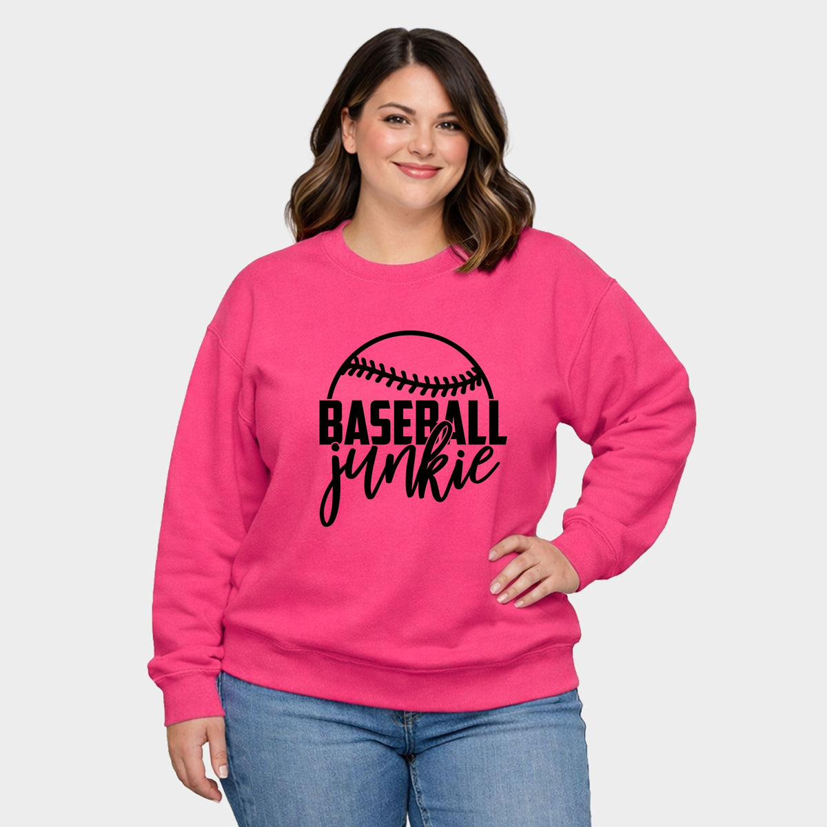 Baseball Junkie - Women's Plus Sized Graphic Sweatshirt