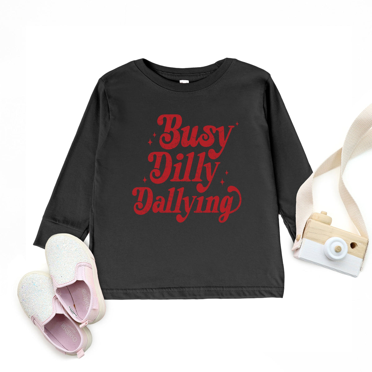 Busy Dilly Dallying Stars Distressed - Toddler Long Sleeve Graphic Tee
