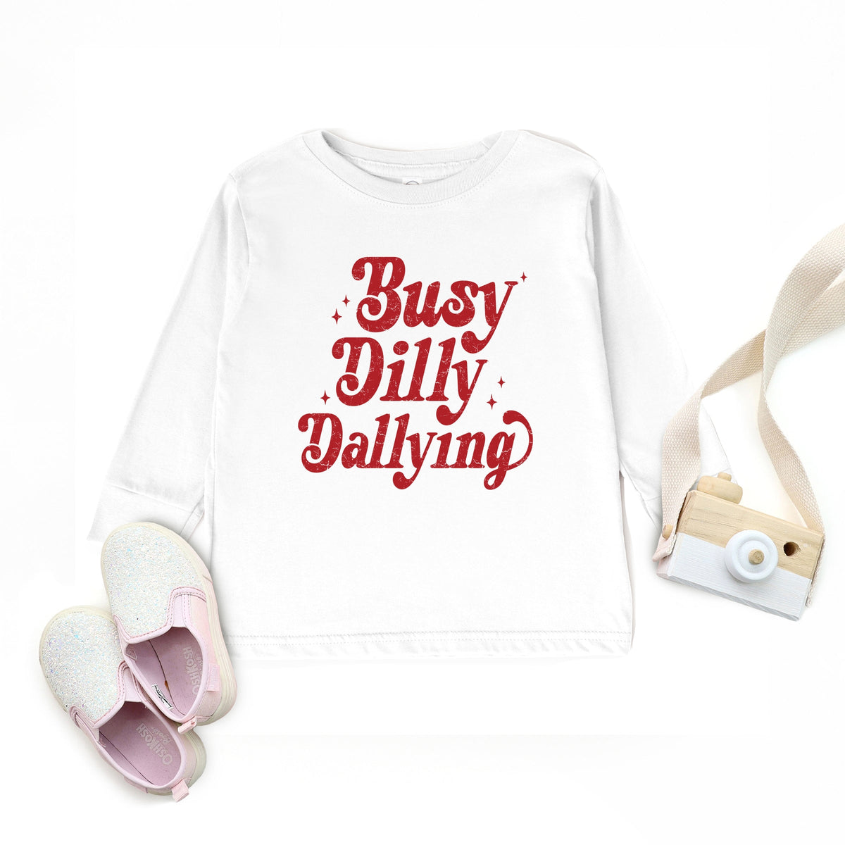 Busy Dilly Dallying Stars Distressed - Toddler Long Sleeve Graphic Tee