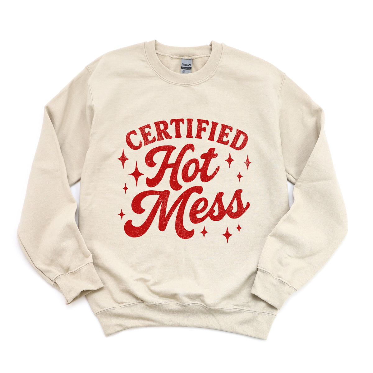 Certified Hot Mess Stars Distressed - Women's Graphic Sweatshirt