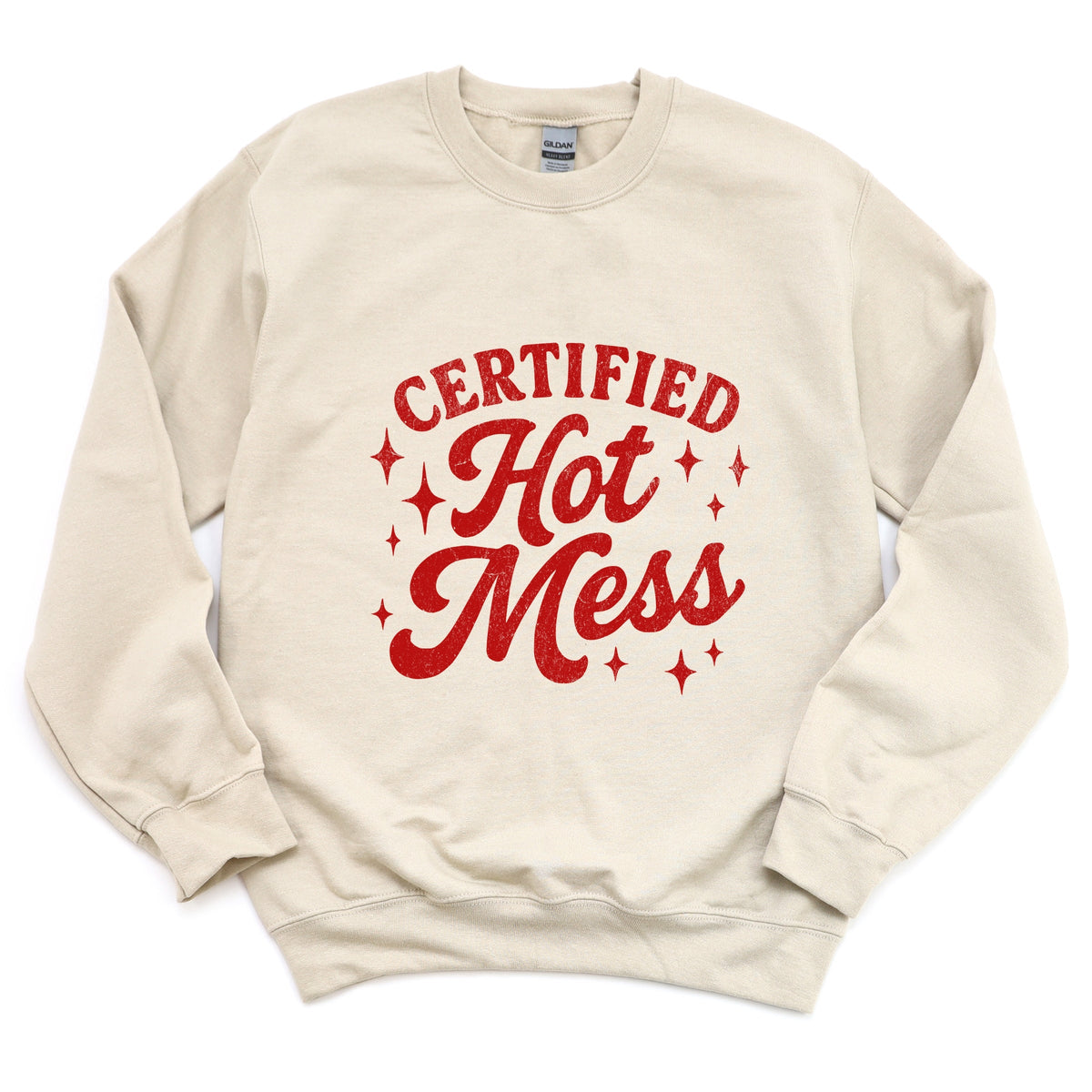 Certified Hot Mess Stars Distressed - Women's Graphic Sweatshirt