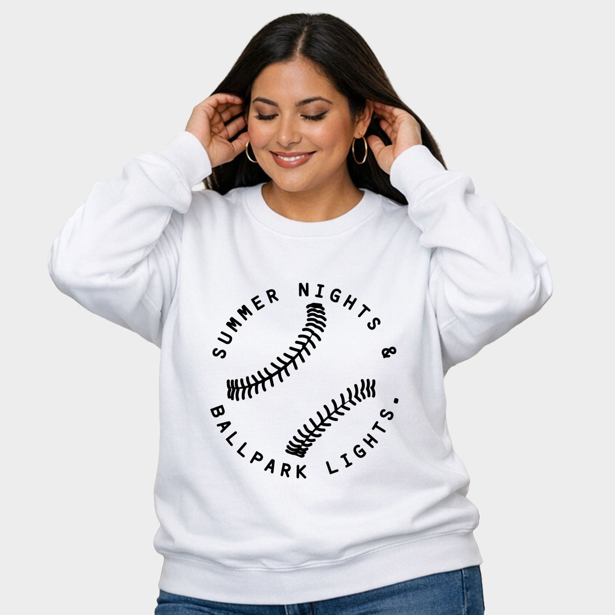 Summer Nights And Ballpark Lights - Women's Plus Sized Graphic Sweatshirt
