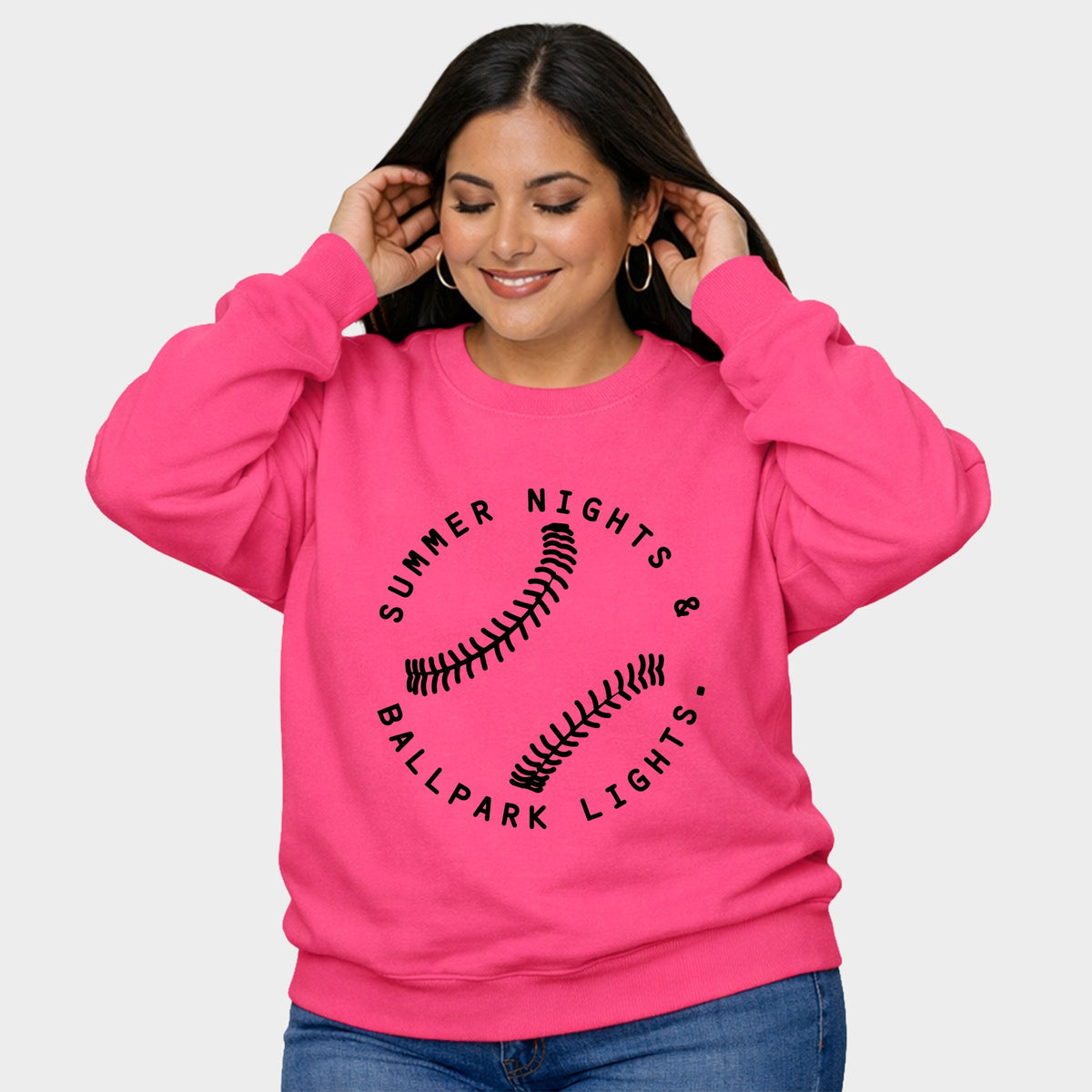 Summer Nights And Ballpark Lights - Women's Plus Sized Graphic Sweatshirt