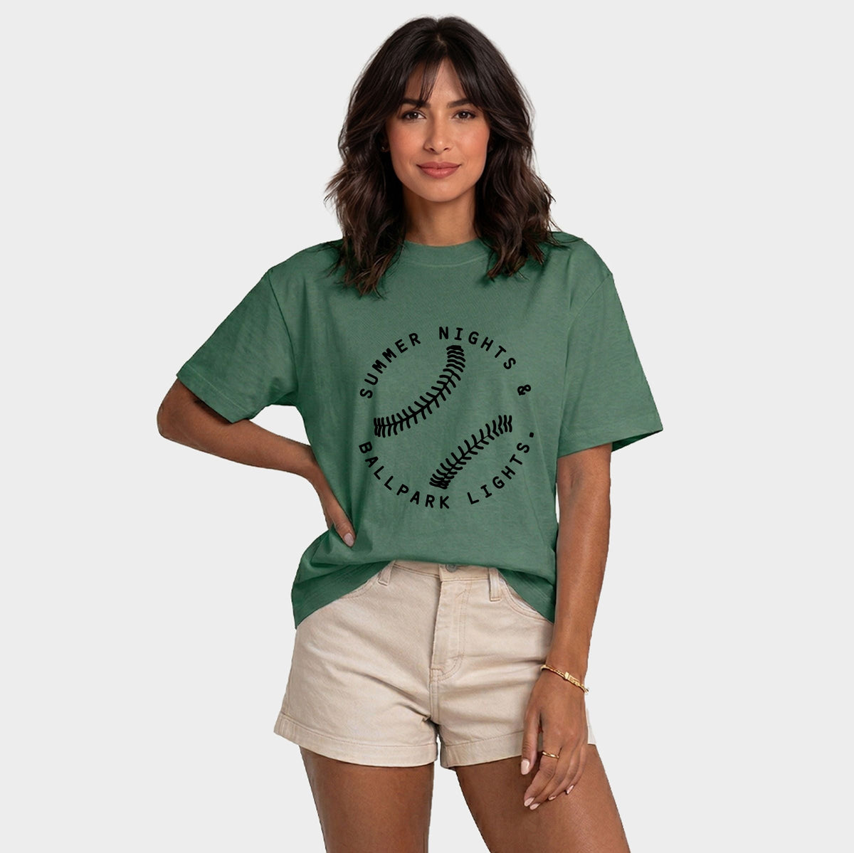 Summer Nights And Ballpark Lights - Women's Relaxed Boxy Tee