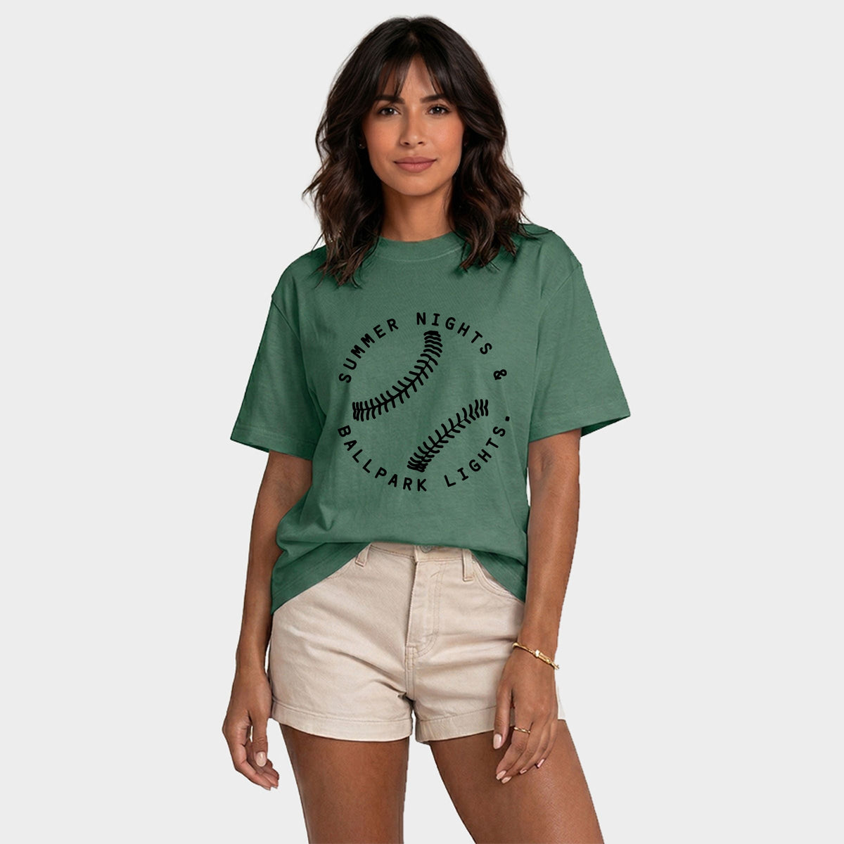 Summer Nights And Ballpark Lights - Women's Relaxed Boxy Tee