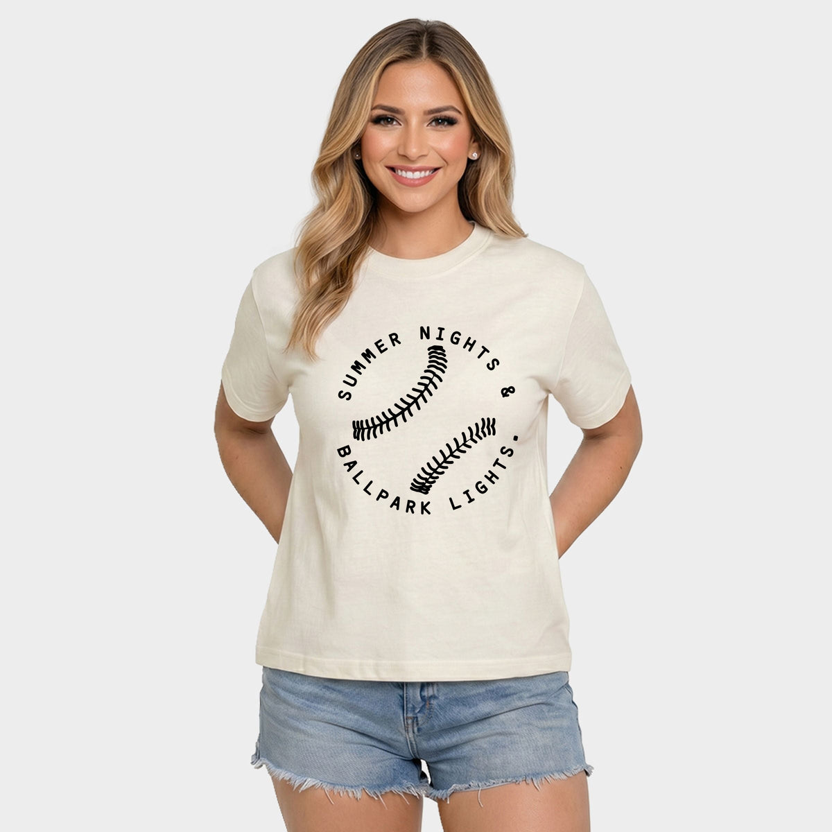 Summer Nights And Ballpark Lights - Women's Relaxed Boxy Tee