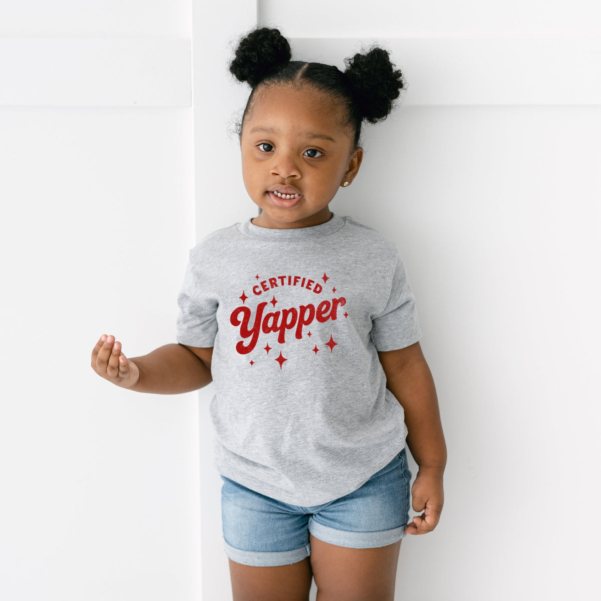 Certified Yapper Stars Distressed - Toddler Short Sleeve Graphic T-Shirt