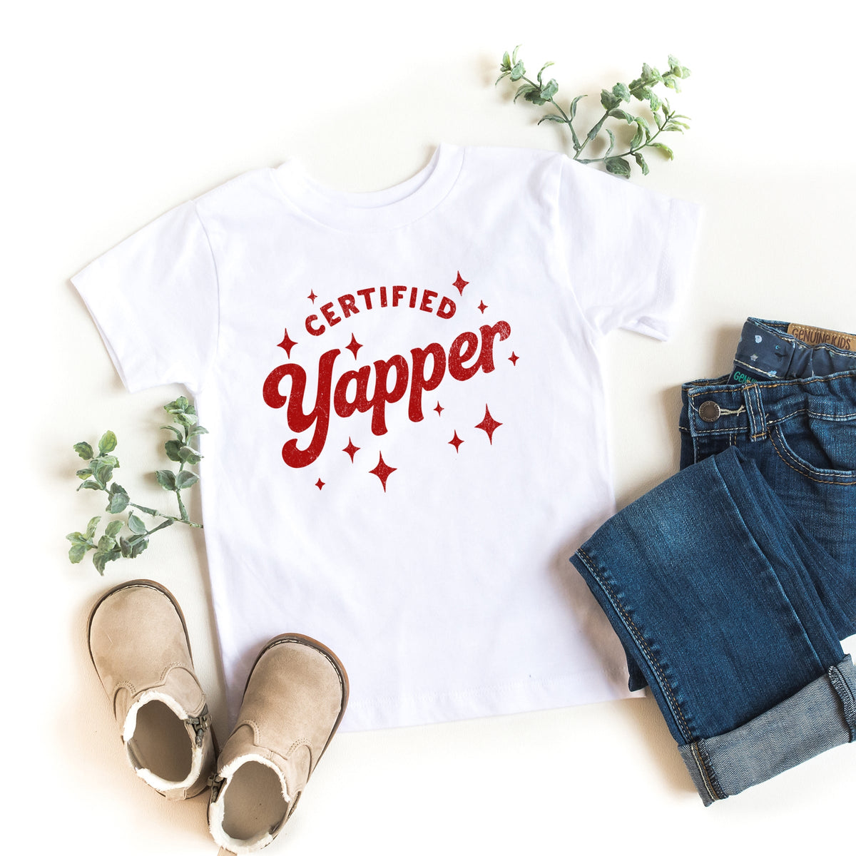 Certified Yapper Stars Distressed - Toddler Short Sleeve Graphic T-Shirt