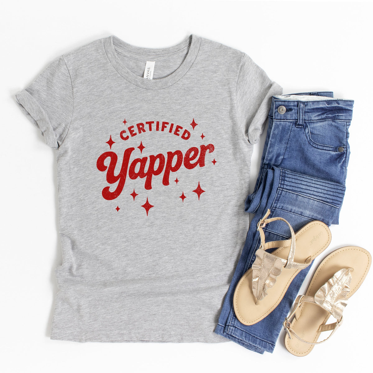 Certified Yapper Stars Distressed - Youth Short Sleeve Graphic T-Shirt
